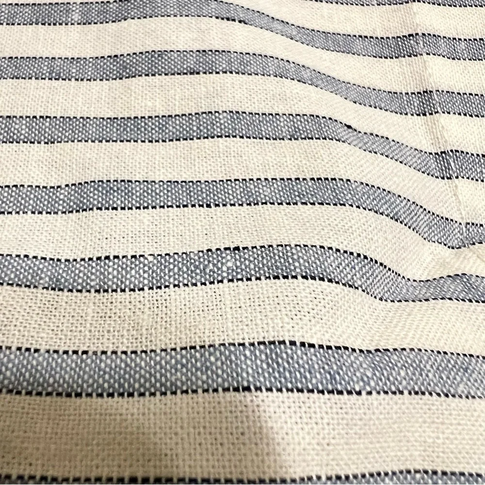 Pottery Barn Navy and White Striped Fabric Cotton Linen 20X26 Pillow Cover Only